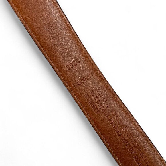 Coach Women\'s Mahogany Brown Leather Belt With Silver Buckle 3924 Size Large